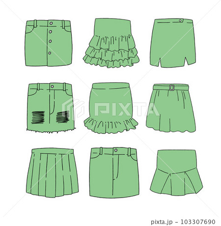緑のミニスカートのイラストセット 103307690