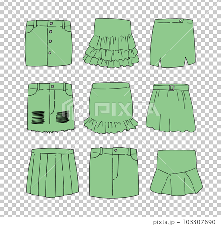 緑のミニスカートのイラストセット 103307690