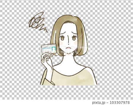運転免許証を持って困っている女性 103307978
