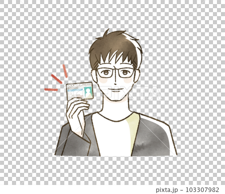 運転免許証を持っている笑顔の男性 運転免許証を持っている笑顔の男性 103307982