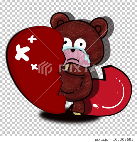 sad bear broken heart 103308693