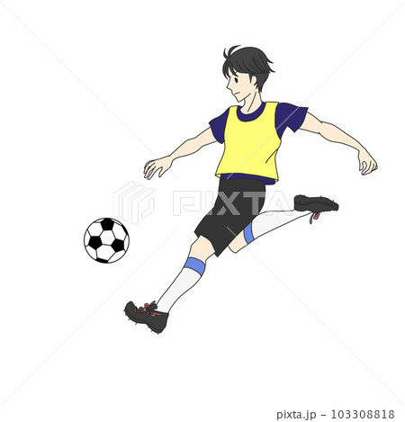 サッカーボールを蹴るシーン05 103308818