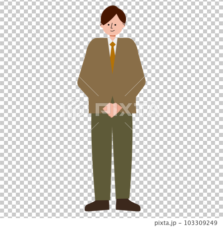 雙手在前穿西裝的男人插畫 103309249