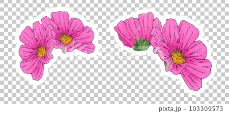 Autumn illustration material set white frame fall cherry blossoms Autumn illustration material set white frame fall cherry blossoms 103309573