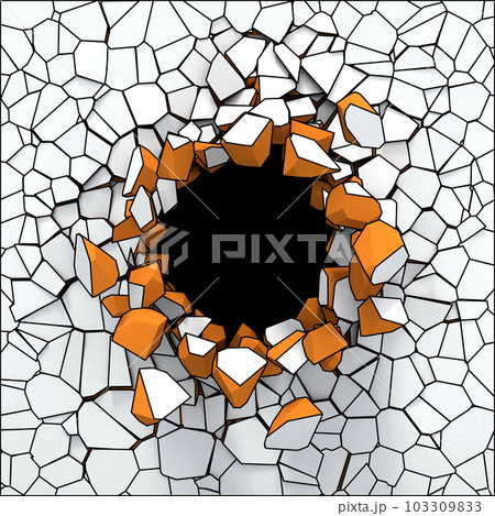 Destruction of a white wall 103309833