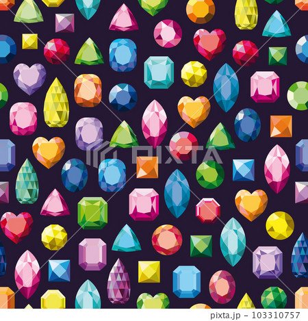 Pattern with various colored gemstones. Pattern with various colored gemstones. 103310757