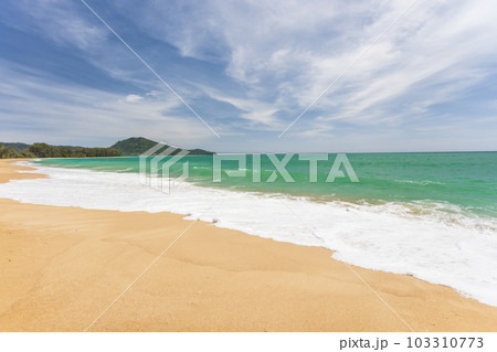 Mai Khao Beach is on the northwest coast of Phuket Thailand. This beach has the longest coastline of all of Phuket. Mai Khao Beach is on the northwest coast of Phuket Thailand. This beach has the longest coastline of all of Phuket. 103310773