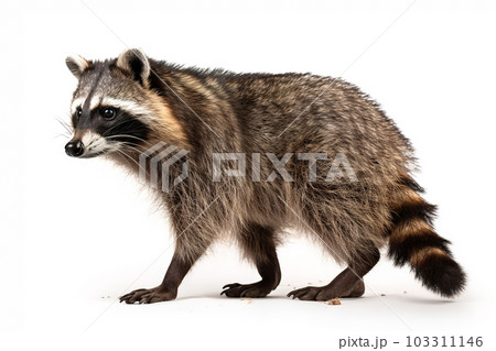 Image of raccoon on a white background. wildlife Animal. illustration. Generative AI. 103311146