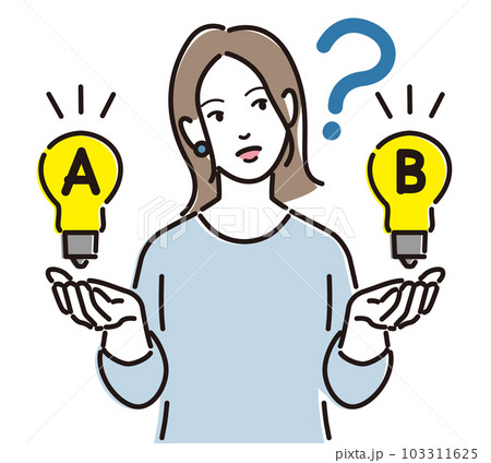 A案B案の二択で悩む若い女性 103311625