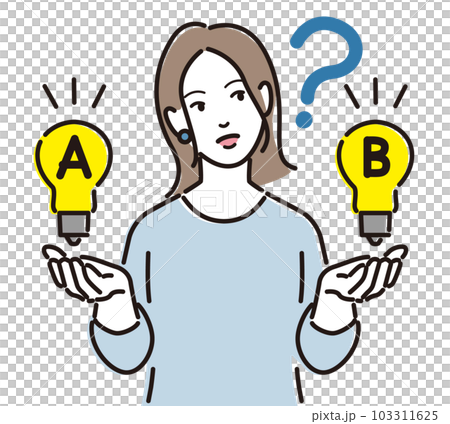 A案B案の二択で悩む若い女性 103311625