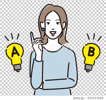 A案B案を思いつく若い女性 103311626
