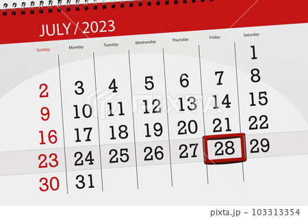 Calendar 2023, deadline, day, month, page, organizer, date, July, friday, number 28 Calendar 2023, deadline, day, month, page, organizer, date, July, friday, number 28 103313354