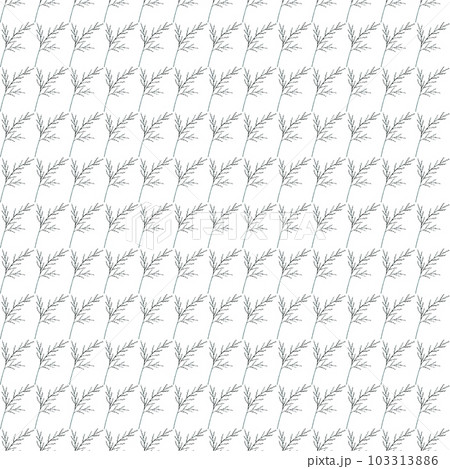 Seamless Pattern with Hand-Drawn Flower Leaves. White Background with Thin-leaved Marigolds Leaf for Print, Design, Holiday, Wedding and Birthday Card. 103313886