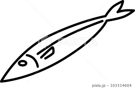 料理食べ物の線画単品アイコン　魚 103314604