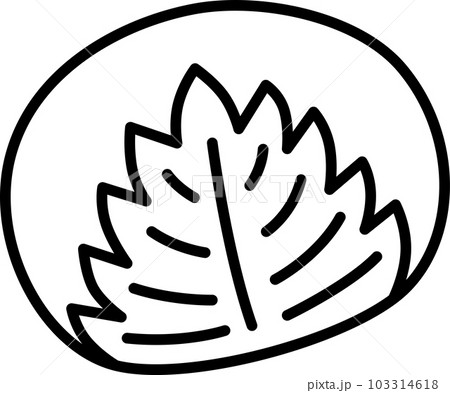料理食べ物の線画単品アイコン　桜餅 103314618