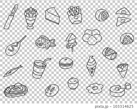 料理食べ物の線画アイコンセット 103314625