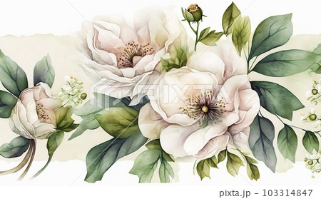 クリスマスローズの花の水彩画のイラスト素材 [103314847] - PIXTA