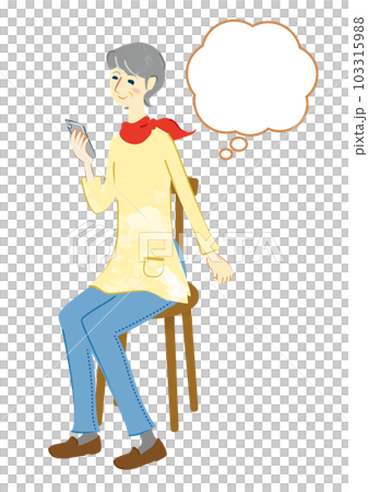 看智能手機的微笑的資深婦女 103315988