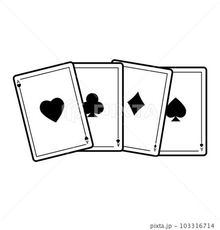 Playing cards. Icons in a flat, contoured, thin and linear design. A simple icon on a white background. Conceptual illustration for a website, application. Sign, symbol, emblem. Playing cards. Icons in a flat, contoured, thin and linear design. A simple icon on a white background. Conceptual illustration for a website, application. Sign, symbol, emblem. 103316714