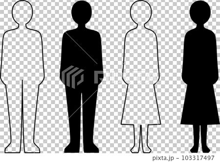 男性と女性の人型モノクロイラスト 103317497