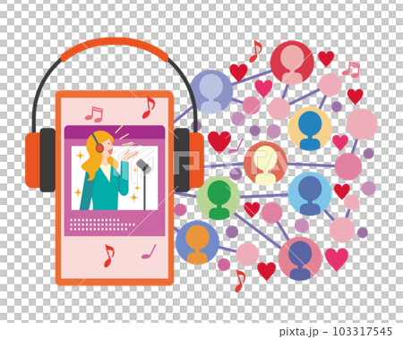Image illustration of a music distribution app Image illustration of a music distribution app 103317545