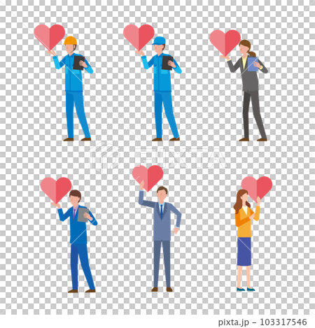 Working people with heart marks Working people with heart marks 103317546