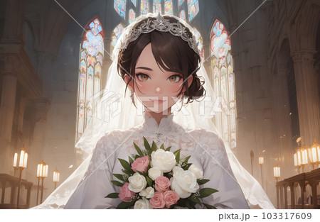 ウェディングドレスの女性のイラスト　結婚式　 103317609
