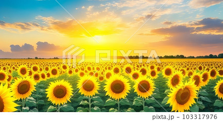 Captivating Nature Landscape Panorama and Idyllic Farm Scene. Generative AI. 103317976