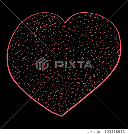 Red Heart Drawn by Colored Pencil. The Sign of World Heart Day. Symbol of Valentines Day. Heart Shape Isolated on Black Background. 103318658