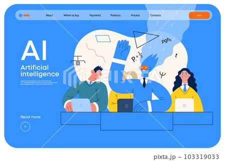 Artificial intelligence illustration. Studies -modern flat vector concept illustration of a group of students in the class. AI metaphor, advantage, superiority and dominance concept Artificial intelligence illustration. Studies -modern flat vector concept illustration of a group of students in the class. AI metaphor, advantage, superiority and dominance concept 103319033