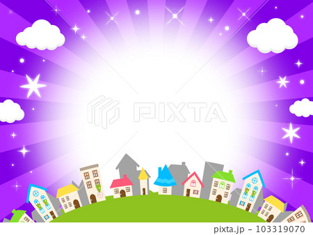 街並みのイラスト背景(紫色の放射にキラキラ) 街並みのイラスト背景(紫色の放射にキラキラ) 103319070