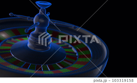 Casino roulette wheel on the betting table. Roulette wheel loop. 3d rendering. Casino roulette wheel on the betting table. Roulette wheel loop. 3d rendering. 103319158