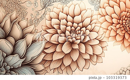 クラシカルな花柄背景イラスト