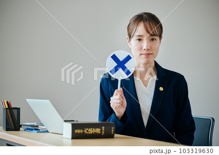 ばつの判定をする若い女性弁護士 ばつの判定をする若い女性弁護士 103319630