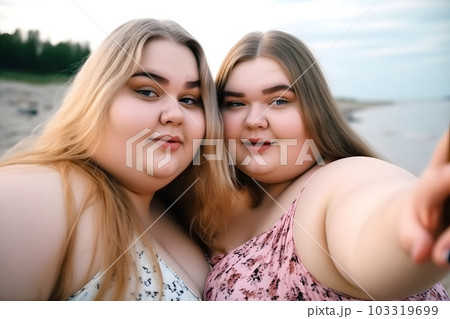 Two fat caucasian girls spending good time at...のイラスト素材 [103319699] - PIXTA
