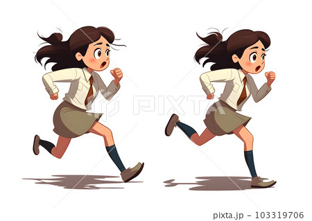 Skittish office girl running on white background, cartoon style, neural network generated art Skittish office girl running on white background, cartoon style, neural network generated art 103319706