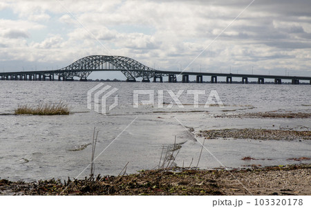 Great South Bay Bridge taken from Bay Shore coastline Great South Bay Bridge taken from Bay Shore coastline 103320178