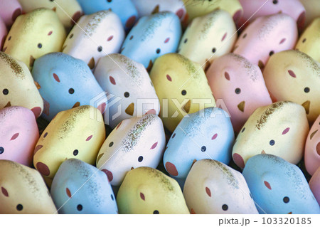 京都 護王神社　霊猪手水舎の手水に飾られているかわいい猪 103320185