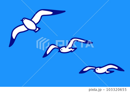 シンプルでかわいいカモメの線画イラスト シンプルでかわいいカモメの線画イラスト 103320655
