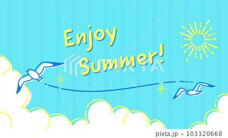 カモメの飛ぶ青空のイラスト、夏のイメージの背景素材 103320668