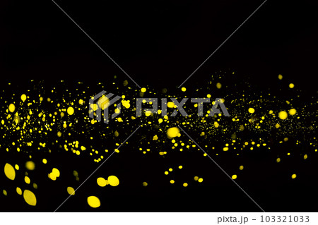 Yellow light bokeh of Firefly lightning bug on black background Yellow light bokeh of Firefly lightning bug on black background 103321033