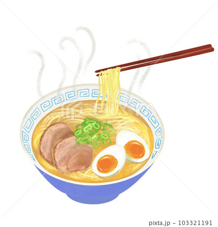 塩ラーメンのイラスト　箸上げ 103321191