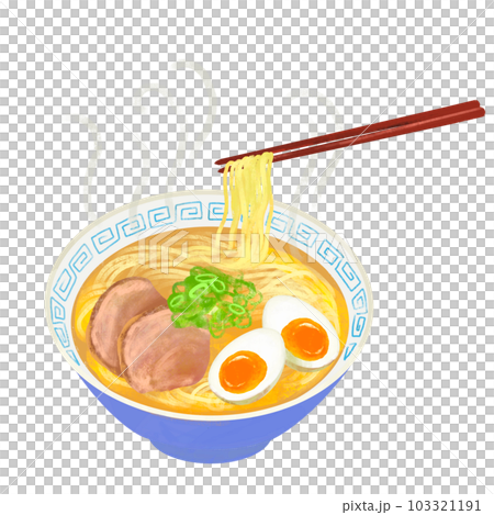 塩ラーメンのイラスト　箸上げ 103321191