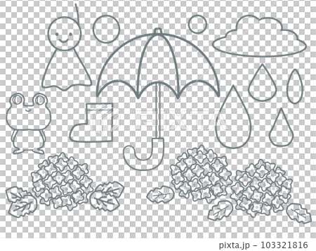 六月雨季插圖線描集 六月雨季插圖線描集 103321816