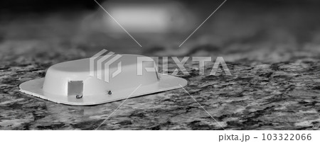 Ant trap poison bate on a granite kitchen countertop 103322066