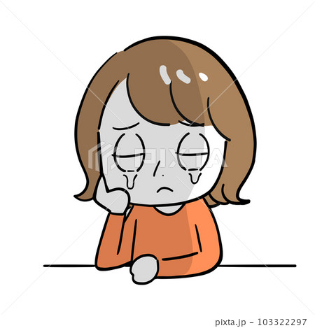 悲しくて泣いている女性　影 103322297