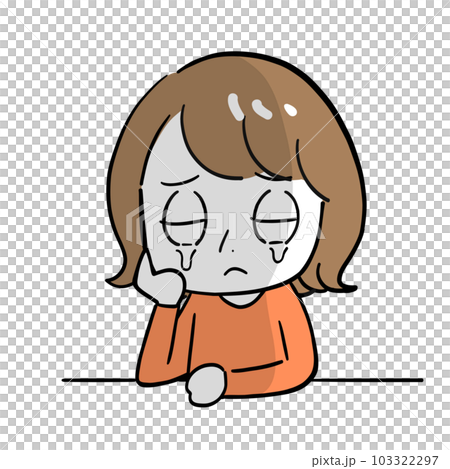 悲しくて泣いている女性　影 103322297