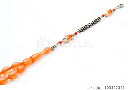 Orange and silver beads sequenced, short rosary, tespih tesbih 103322341