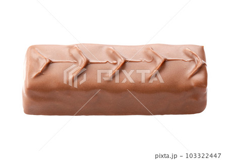 Nutritious unwrapped chocolate bar. Isolated on a white background. Nutritious unwrapped chocolate bar. Isolated on a white background. 103322447