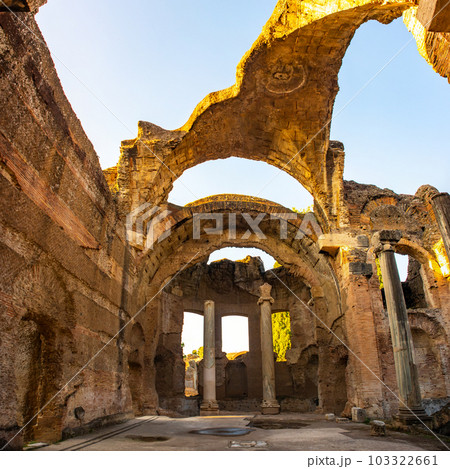 Villa Adriana or Hadrian's Villa. Roman archaeological complex at Tivoli, Italy 103322661